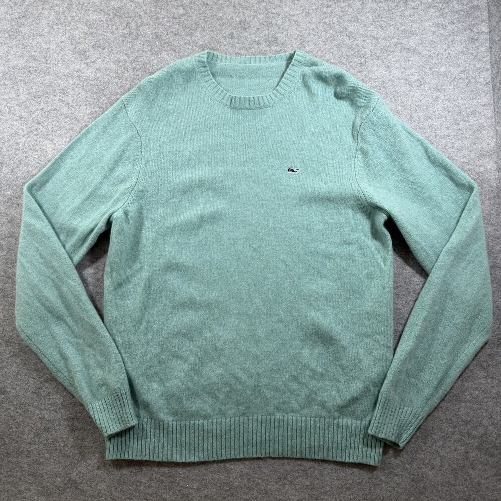 Vineyard Vines Wool Sweater Mens M Turquoise Blue Preppy Coastal Nautical Knit